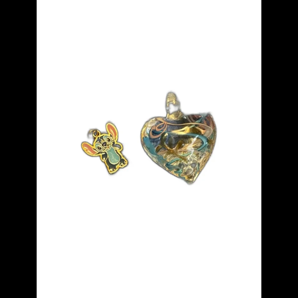 Disney‎ Stitch Enamel Charm Art Glass Heart Pendant Lot Jewelry Lilo Stitch